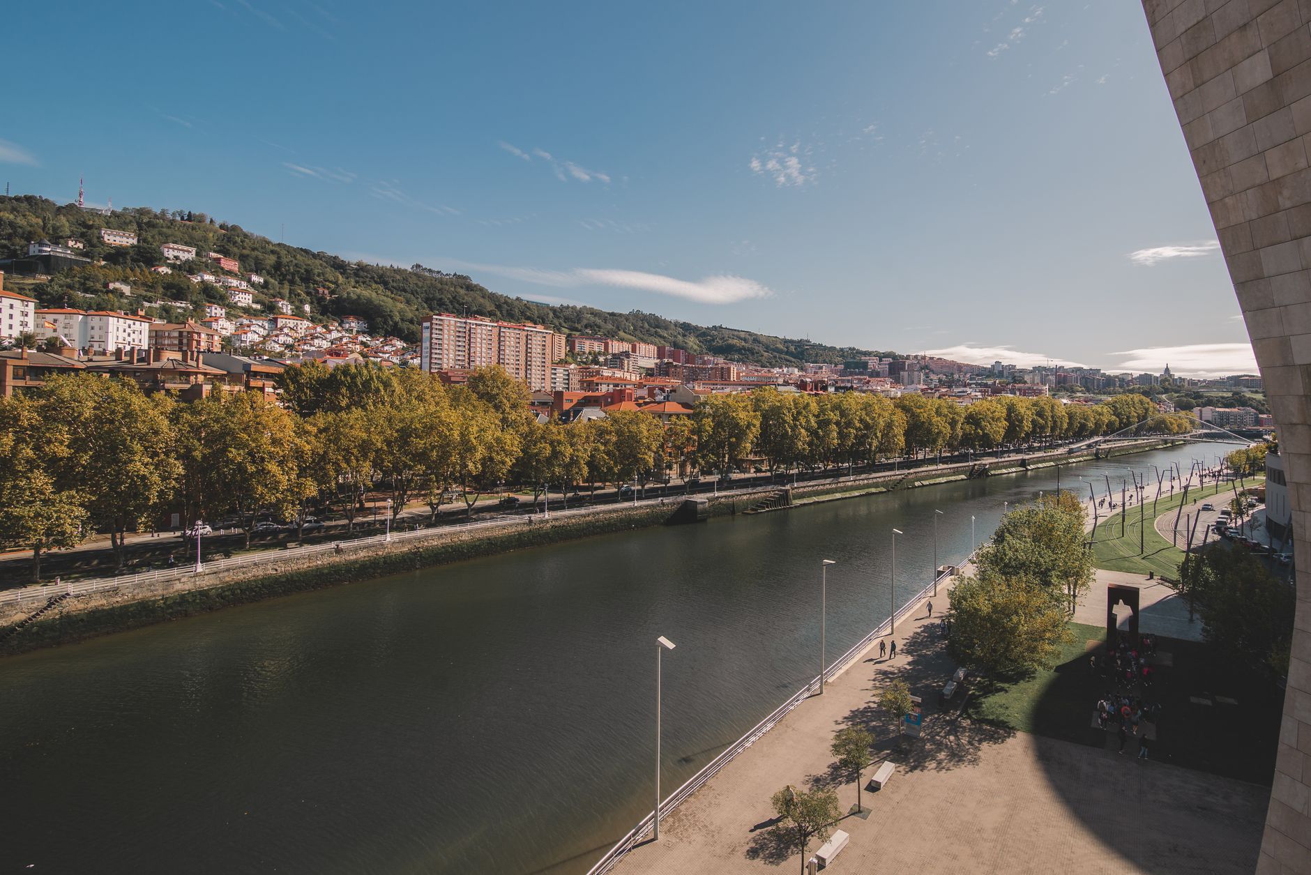 Walking path with views over the hills of Bilbao