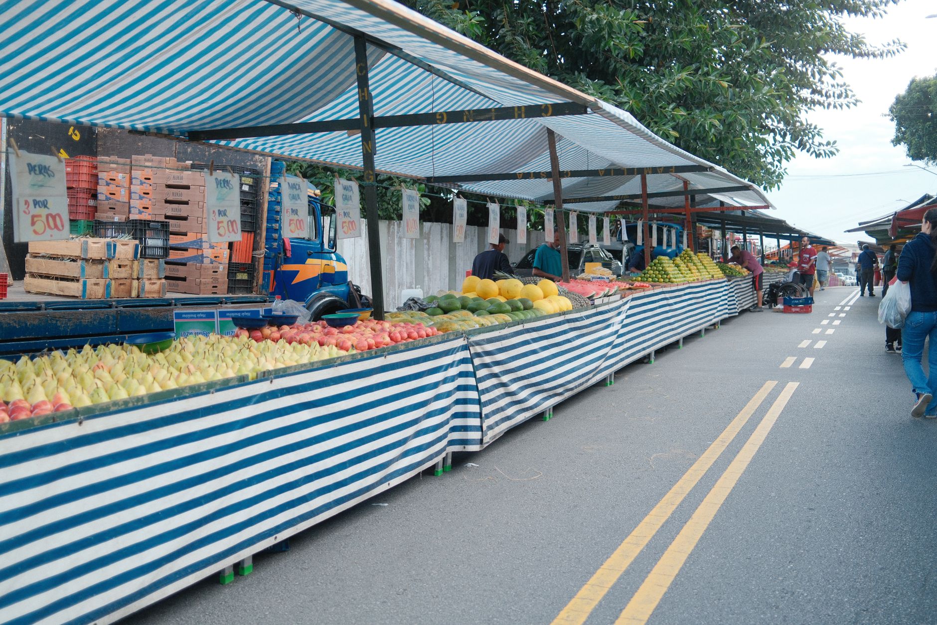 Mercado de Dolac em Zagreb com bancas de frutas e legumes